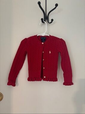 Polo by Ralph Lauren Red Cable-Knit Girls' Cardigan